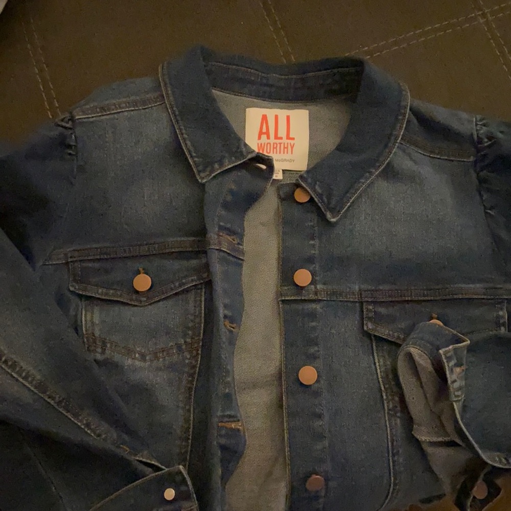 All Worthy by Hunter McGrady Dark Blue Jean Jacket EUC